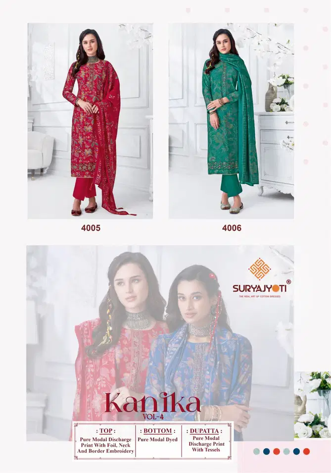 Kanika Vol 4 By Suryajyoti Modal Foil Printed Dress Material Exporters In India